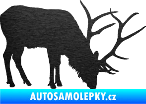 Samolepka Jelen 008 pravá škrábaný kov černý
