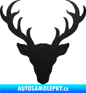 Samolepka Jelen trofej 003 škrábaný kov černý