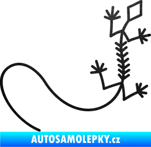 Samolepka Ještěrka 007 pravá škrábaný kov černý