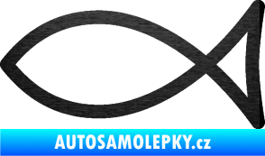 Samolepka Jesus rybička 006 křesťanský symbol škrábaný kov černý