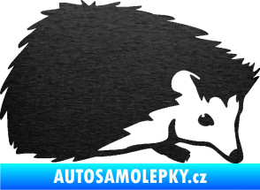 Samolepka Ježek 002 pravá škrábaný kov černý
