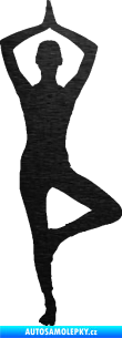 Samolepka Jóga 003 pravá škrábaný kov černý