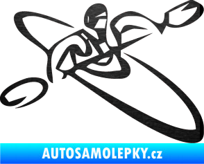 Samolepka Kajakář 001 pravá škrábaný kov černý