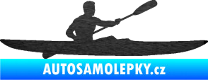 Samolepka Kajakář 003 pravá škrábaný kov černý