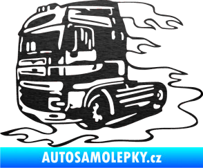 Samolepka Kamion 003 levá nákladní auto škrábaný kov černý
