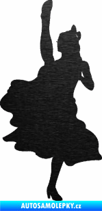 Samolepka Kankán 001 levá tanečnice škrábaný kov černý