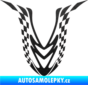 Samolepka Kapota 006 šachovnice škrábaný kov černý