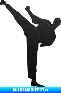 Samolepka Karate 001 levá škrábaný kov černý