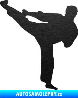 Samolepka Karate 008 levá škrábaný kov černý