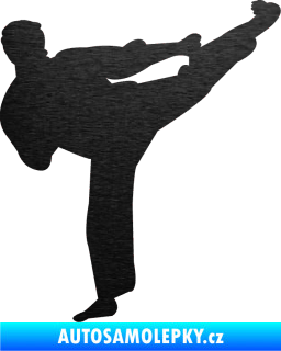 Samolepka Karate 008 pravá škrábaný kov černý