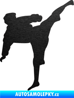 Samolepka Karate 009 pravá škrábaný kov černý