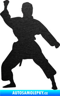 Samolepka Karate 011 levá škrábaný kov černý