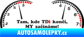 Samolepka Kde TDi končí škrábaný kov černý