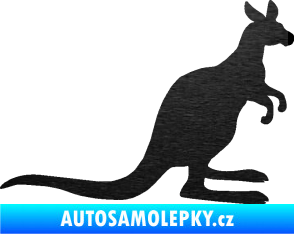 Samolepka Klokan 002 pravá škrábaný kov černý