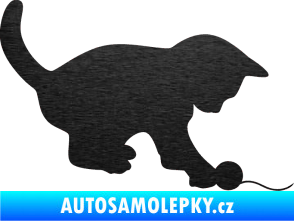 Samolepka Kočka 002 pravá škrábaný kov černý