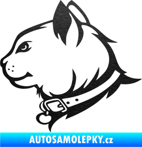 Samolepka Kočka 003 levá škrábaný kov černý