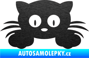 Samolepka Kočka 007 levá škrábaný kov černý