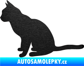 Samolepka Kočka 008 levá škrábaný kov černý