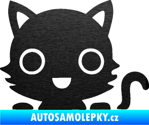 Samolepka Kočka 014 pravá kočka v autě škrábaný kov černý