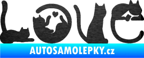 Samolepka Kočky love škrábaný kov černý