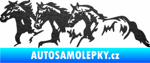 Samolepka Koníci 004 levá stádo škrábaný kov černý