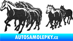Samolepka Koníci 005 stádo levá škrábaný kov černý