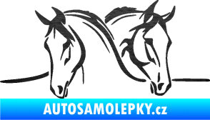 Samolepka Koníci 006 levá škrábaný kov černý