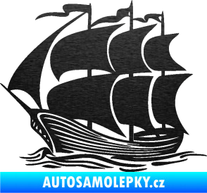 Samolepka Koráb 002 levá škrábaný kov černý
