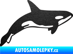 Samolepka Kosatka 001 pravá škrábaný kov černý