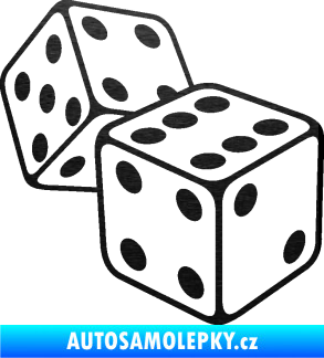 Samolepka Kostky 003 pravá hrací kostky škrábaný kov černý