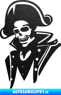 Samolepka Kostra pirát levá škrábaný kov černý