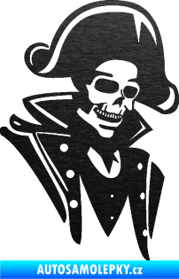 Samolepka Kostra pirát pravá škrábaný kov černý