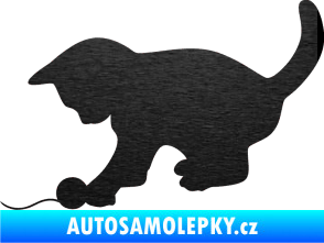 Samolepka Koťátko 001 levá škrábaný kov černý