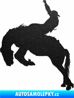 Samolepka Kovboj 001 levá rodeo na koni škrábaný kov černý