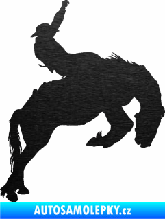 Samolepka Kovboj 001 pravá rodeo na koni škrábaný kov černý