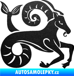 Samolepka Kozoroh 005 pravá škrábaný kov černý