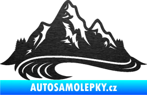 Samolepka Krajina hory 008 levá škrábaný kov černý