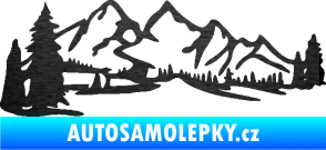 Samolepka Krajina hory 038 levá škrábaný kov černý
