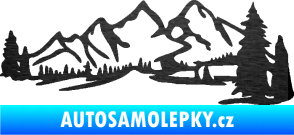 Samolepka Krajina hory 038 pravá škrábaný kov černý