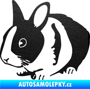 Samolepka Králík 002 levá zakrslý králíček škrábaný kov černý