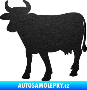 Samolepka Kráva 002 levá škrábaný kov černý