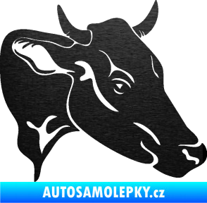 Samolepka Kráva 003 pravá škrábaný kov černý