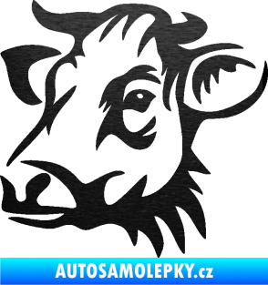 Samolepka Kráva 004 levá škrábaný kov černý