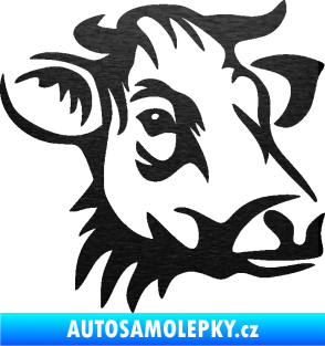 Samolepka Kráva 004 pravá škrábaný kov černý