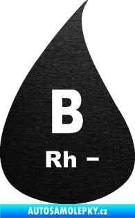 Samolepka Krevní skupina B Rh- kapka škrábaný kov černý