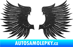 Samolepka Křídla 004 škrábaný kov černý