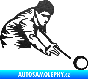 Samolepka Kulečník 001 pravá hráč s tágem škrábaný kov černý