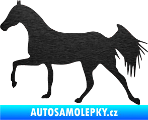Samolepka Kůň 001 levá škrábaný kov černý