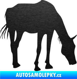 Samolepka Kůň 008 pravá škrábaný kov černý