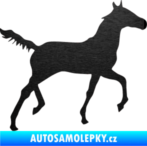 Samolepka Kůň 011 pravá škrábaný kov černý